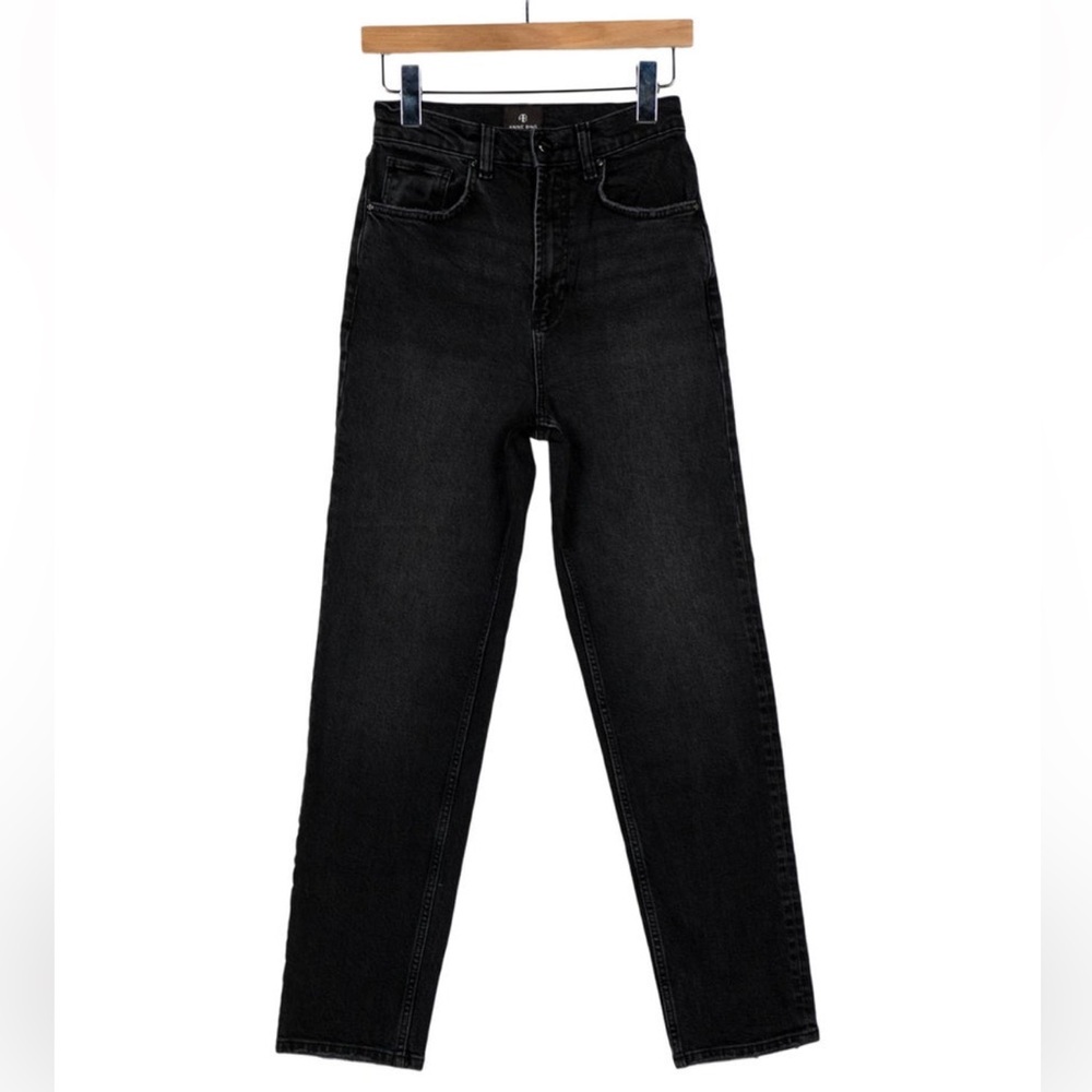 Annie Bing High rise washed Black Straight Leg Women's Jeans